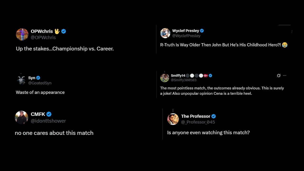 Fans go off on the booking of R Truth vs. John Cena (Credits: WWE X\Twitter)